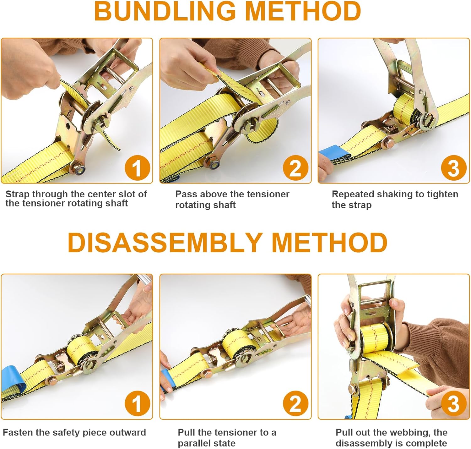 TLGREEN 4 Pack 2 in x 27 FT Double J Hook Ratchet Straps (11,000 lbs Break Strength), Heavy Duty Tie Down Straps for Trucks(Yellow)