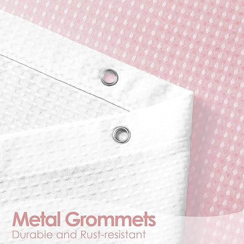 Vista 187 de MitoVilla Cortina de ducha extra larga de 72 x 84 pulgadas, cortina de ducha de tela gofre verde salvia de 84 pulgadas, cortinas de ducha de granja