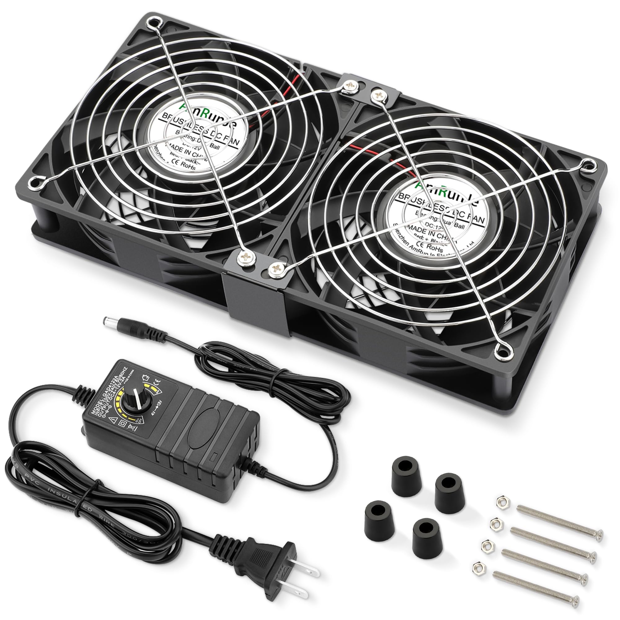 AmRunJe 240mm High CFM Computer Fans with AC Plug, Big Airflow Powerful Cooling Fans, Perfect for PC, rv Refrigerator, Server Chassis, Dryer,