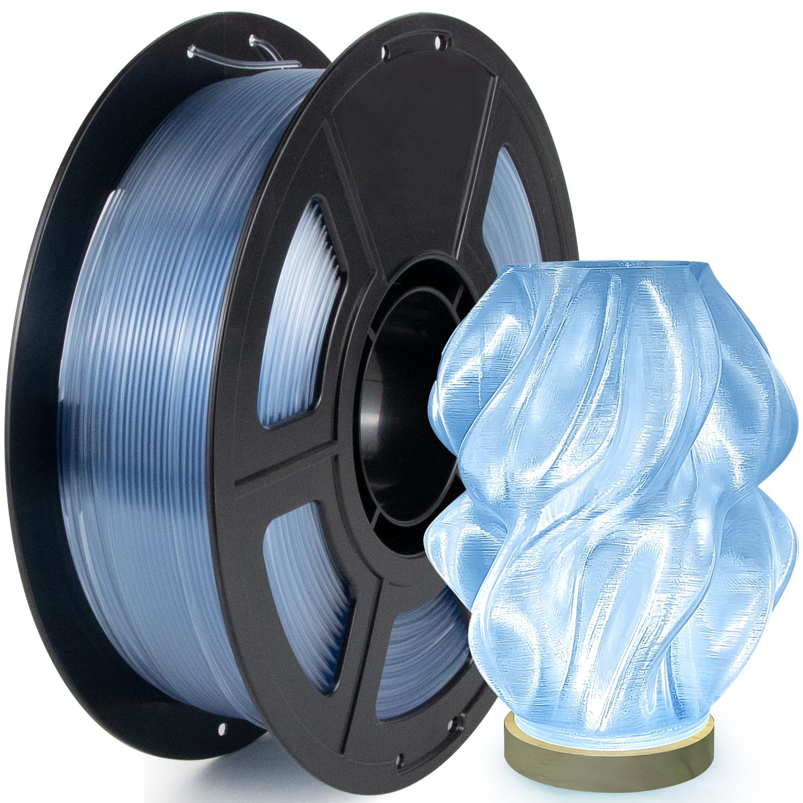 IEMAI PETG Filament 1.75mm, Transparent PETG Hellblau 1Kg, High Speed 3D Drucker Filament, Maßgenauigkeit +/- 0,02 mm, Geeignet für den Druck von Lampenschirmen Dekorationen