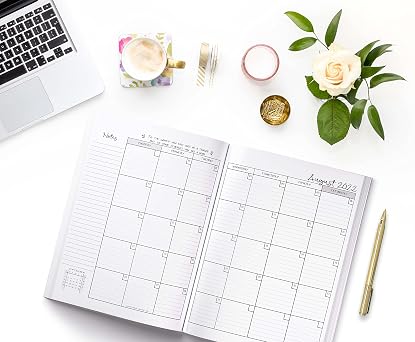 Teacher Lesson Planner: Weekly and Monthly Calendar Agenda | Academic Year August - July | Includes Quotes & Holidays | Gold Black White Striped (2019-2020)