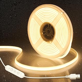Aclorol 20FT LED Strip Lights IP67 Waterproof 5V USB COB LED Strip Light with