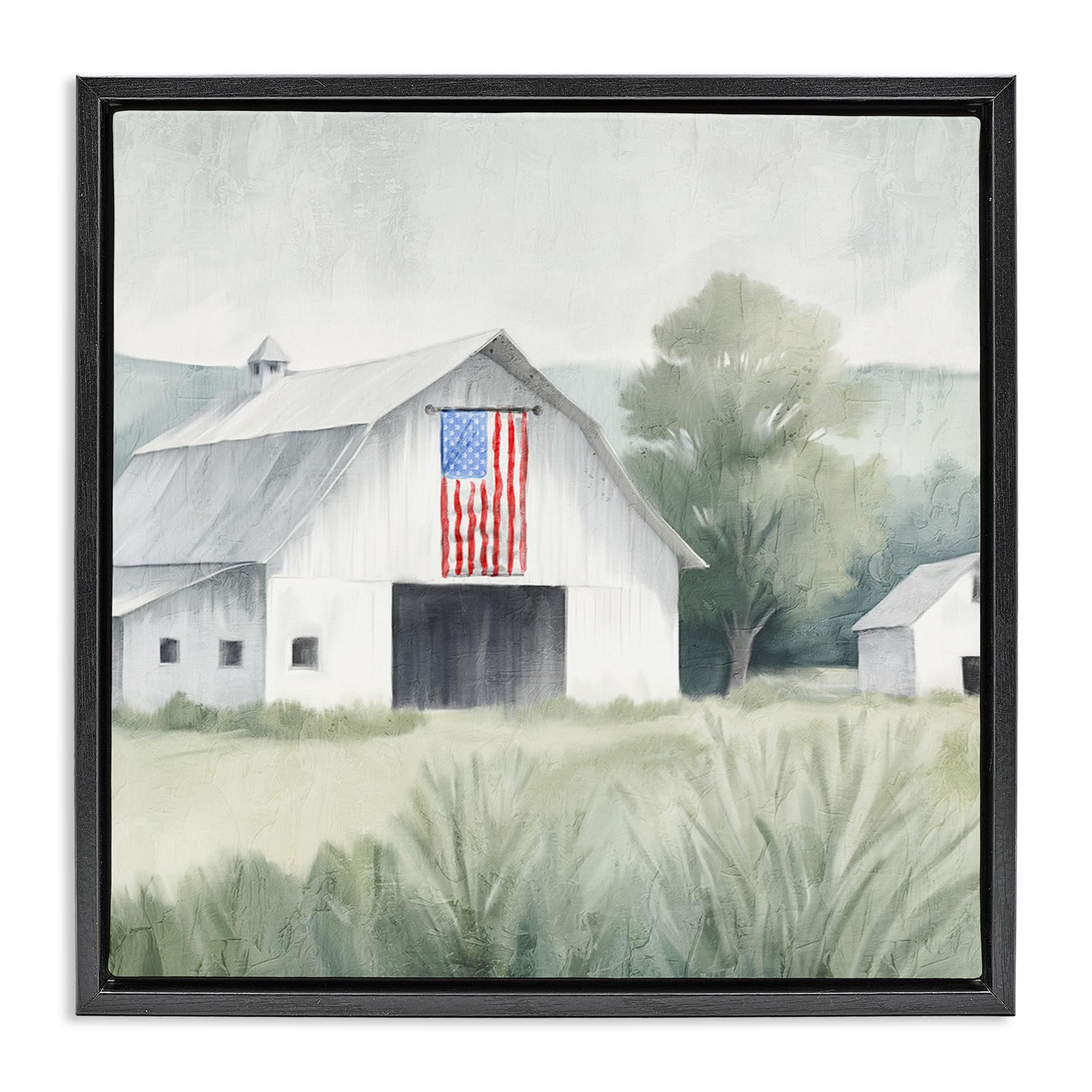 'Home USA Flag Barn'| Floating Frame Canvas Art