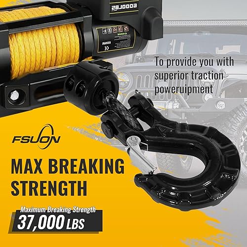 Miniatura 2 de FSUON Gancho de cabrestante con tapón de gancho para cable de cabrestante, juegos de ganchos de cabrestante resistentes de 38 pulgadas, acero