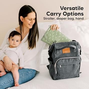 KeaBabies Portable Diaper Changing Pad, Travel, Car - Large Waterproof Baby Changing Mat, Wipeable, Padded, On The Go Travel Diaper Clutch Bag, Easy to Use Pockets for Newborn Essentials (Acacia)