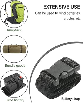 AOCISKA 39 Inch Battery Tie Down Strap - Quick-Release Polypropylene Webbing, Safely Secures Battery Box for Cars, Trucks, Boats
