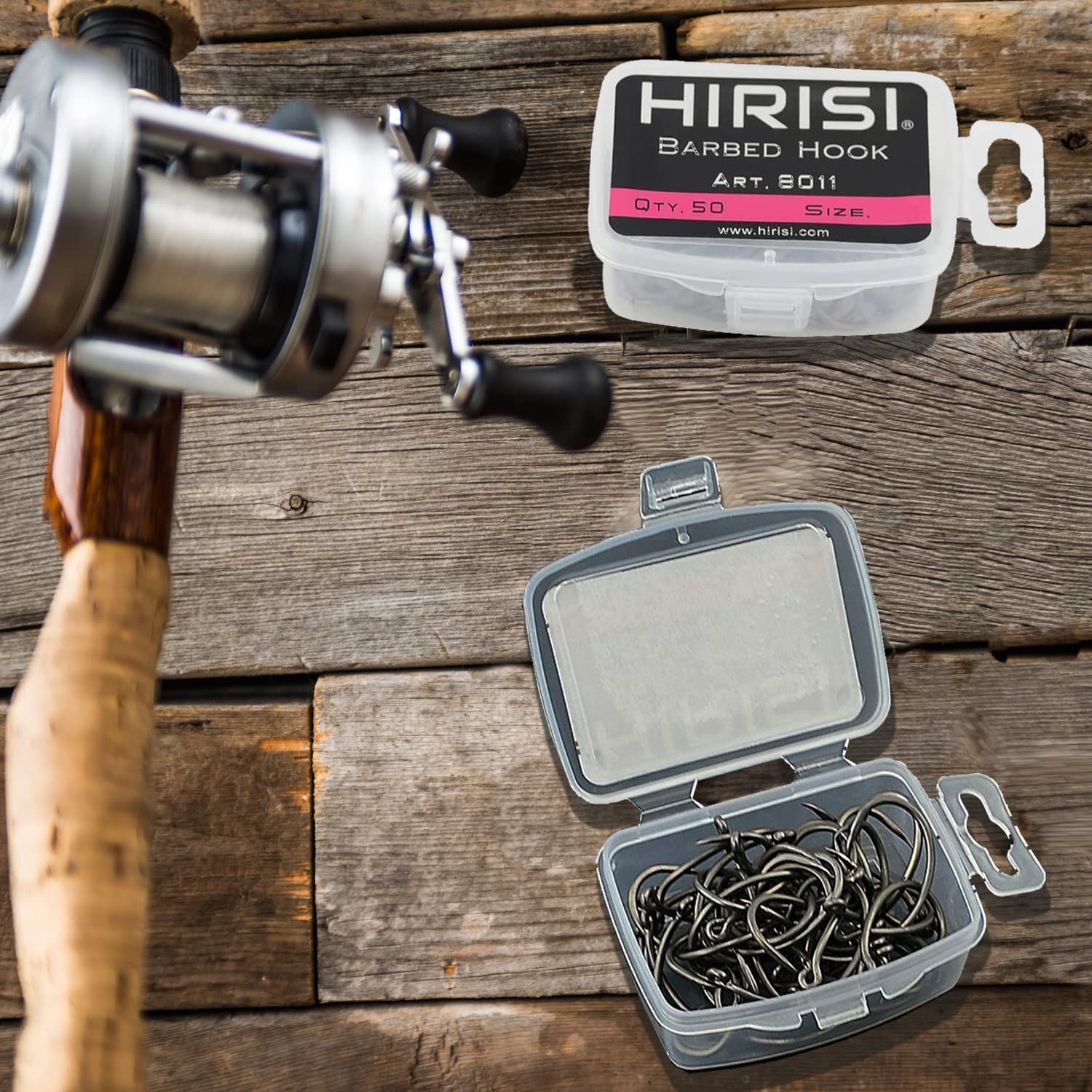Hirisi - Gancho de pesca con púas (50 unidades, tamaño 2)