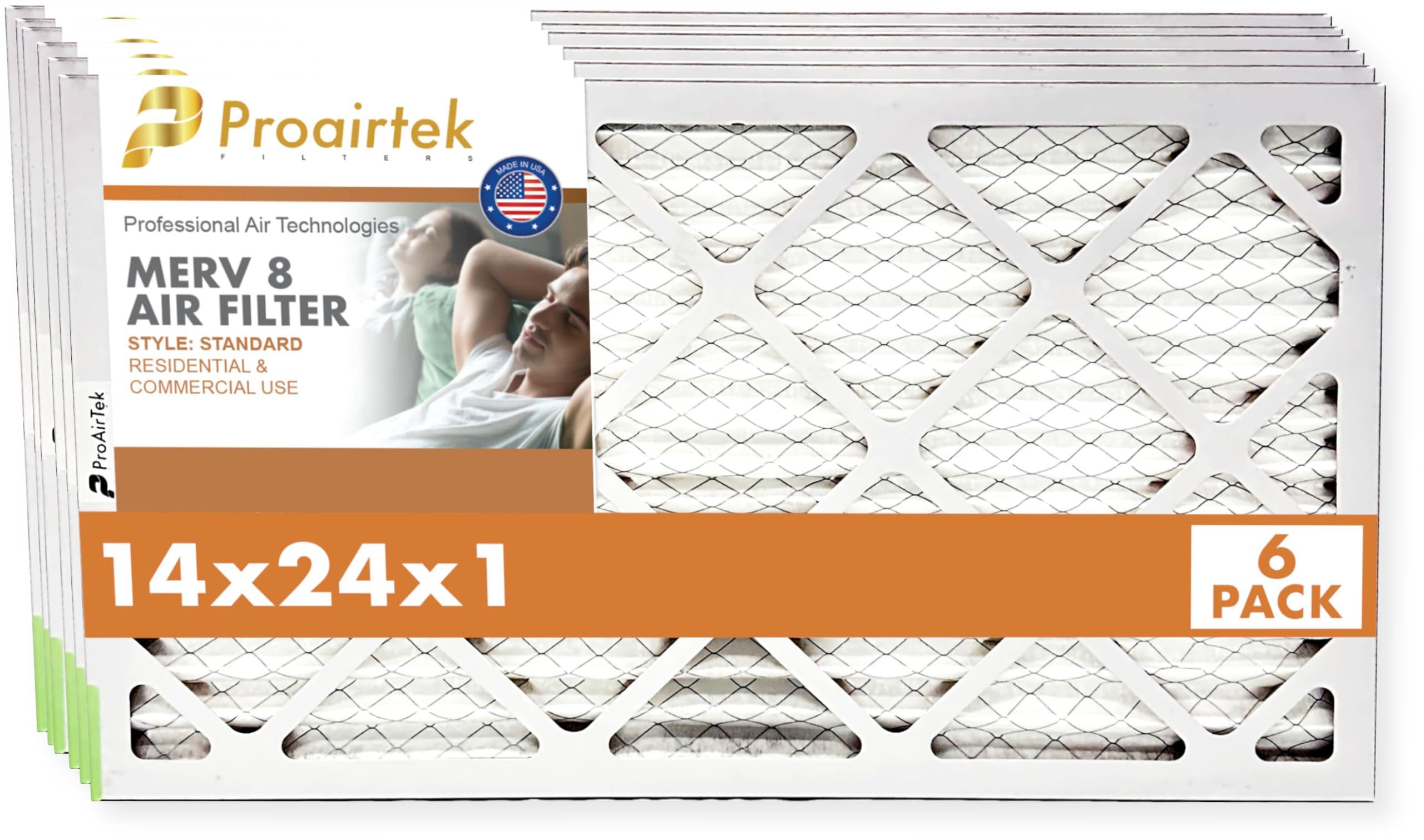Filtros de aire contra partículas microscópicas Proairtek 14x24x1, aire limpio MERV 8 5