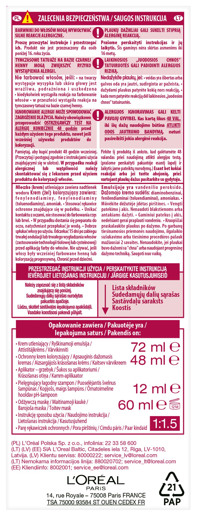 L'Oréal Paris Excellence Farba do włosów 200 Głęboki Ciemny Brąz