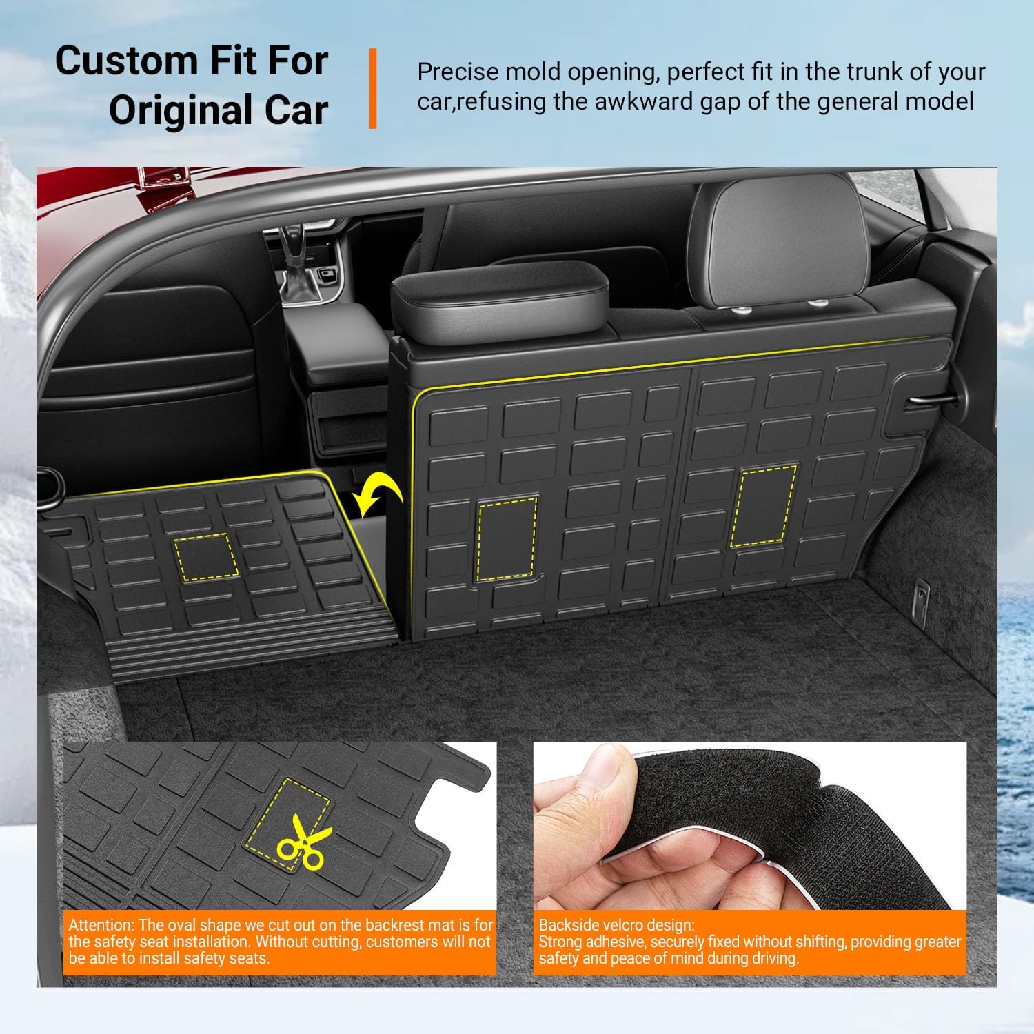 powoq Backrest Mat Compatible with 2020-2025 Subaru Outback Rear Seat Protector TPE All Season Protection Cargo Liner Replacement for 2020-2022 2023 2024 2025 Subaru Outback Accessories (Backrest Mat)