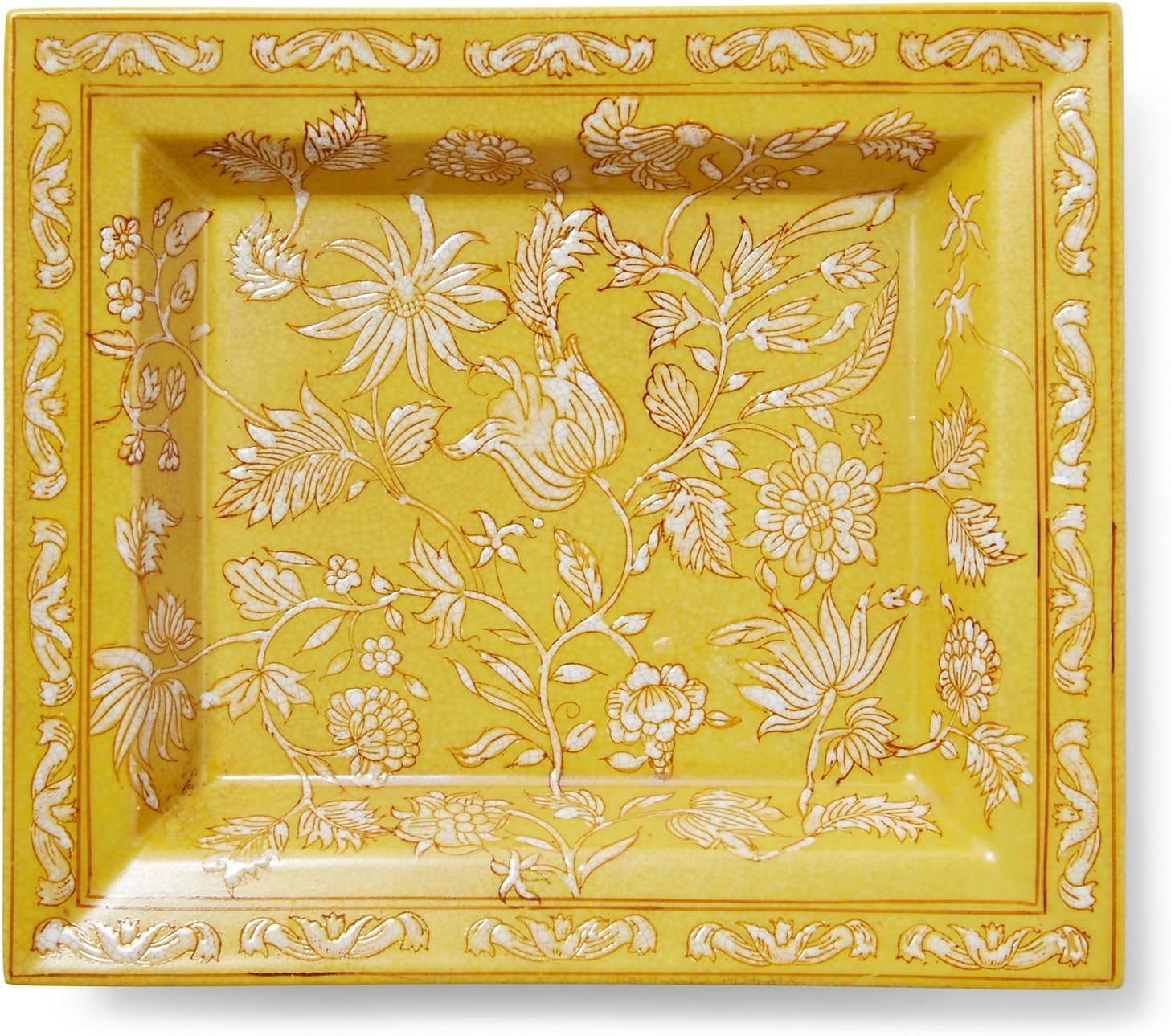 Amazon.com: 8" Floral Hand-Painted Tray, Yellow, Decorative Trays ...