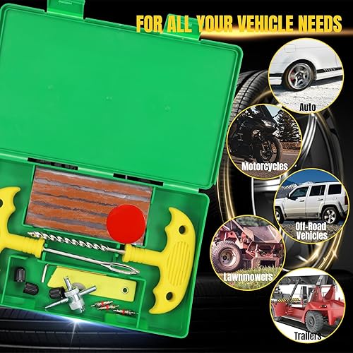 Miniatura 6 de Kit de reparación de neumáticos, kit de 33 tapones de neumáticos resistentes, herramientas universales de reparación de neumáticos para fijar