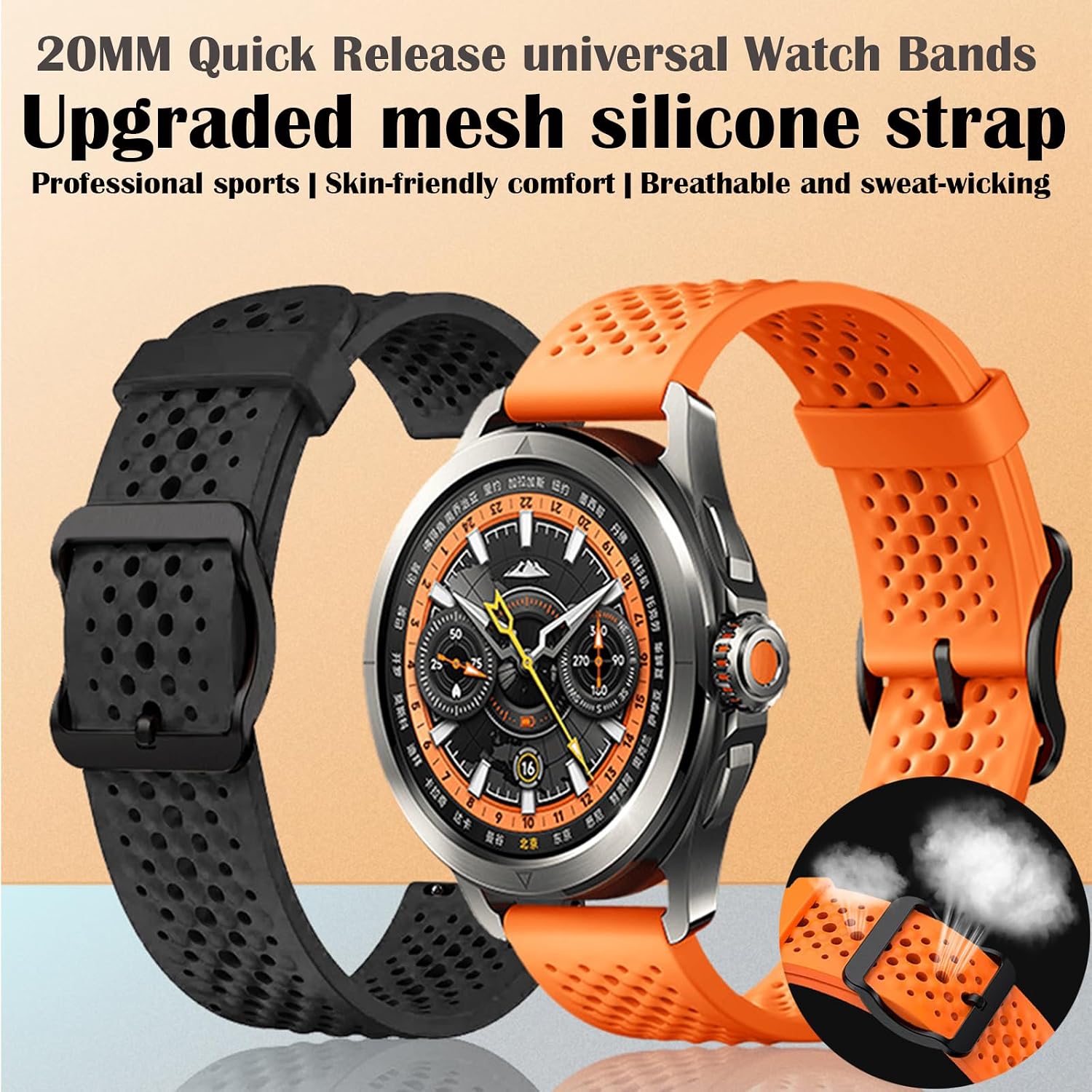 Sport Watch Band Fit for Amazfit Active 2/Active 3 Premium/Cheetah 2 Pro 48mm, 20mm Quick Release Silicone Replacement Strap Fit for Garmin Forerunner 170/165/55/245/70/Vivoactive 6/5, 3pcs image 2