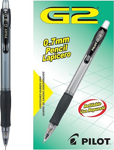 PILOT Lápices mecánicos G2 cable de 0028in con acentos negros paquete de 12 51015