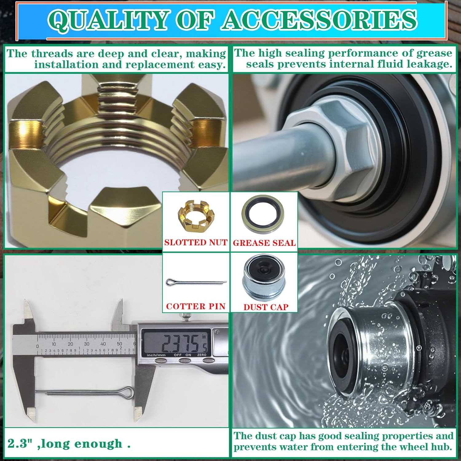 4 Sets 3500 lbs L68149 L44649 Bearing Kits for 1-3/8'' to 1-1/16'' #84 Spindle Boat Trailer Axle Bearing Kits with 171255TB Grease Seals,1.98'' Dust Caps,Cotter Pins, Axle Nuts & Washers