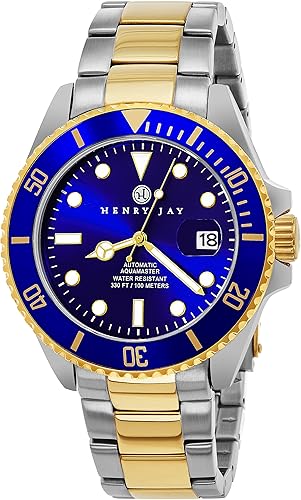 Miniatura 1 de Henry Jay Specialty Aquamaster Reloj a pulso sumergible de acero inoxidable enchapado en oro de 23 quilates de dos colores