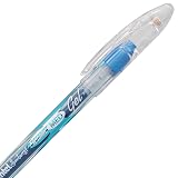 Pentel Sunburst Metallic Gel Pen, 0.8mm Tip Writes 0.4mm Line, Blue/Transparent Barrel Blue Ink, Box of 12 (K908-MC) – view 3