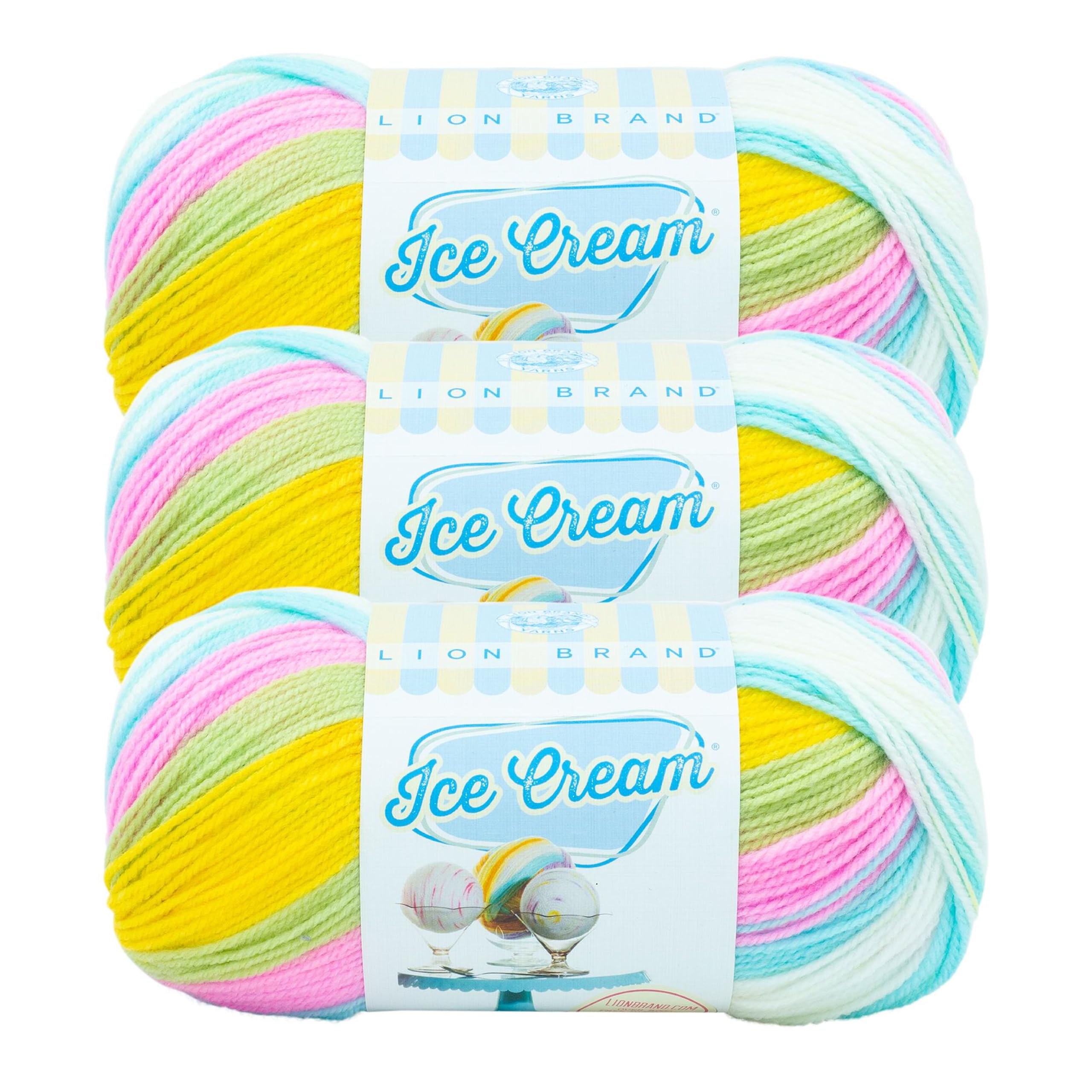 (3 Pack) Lion Brand Yarn Ice Cream Baby Yarn, Bunny Tracks