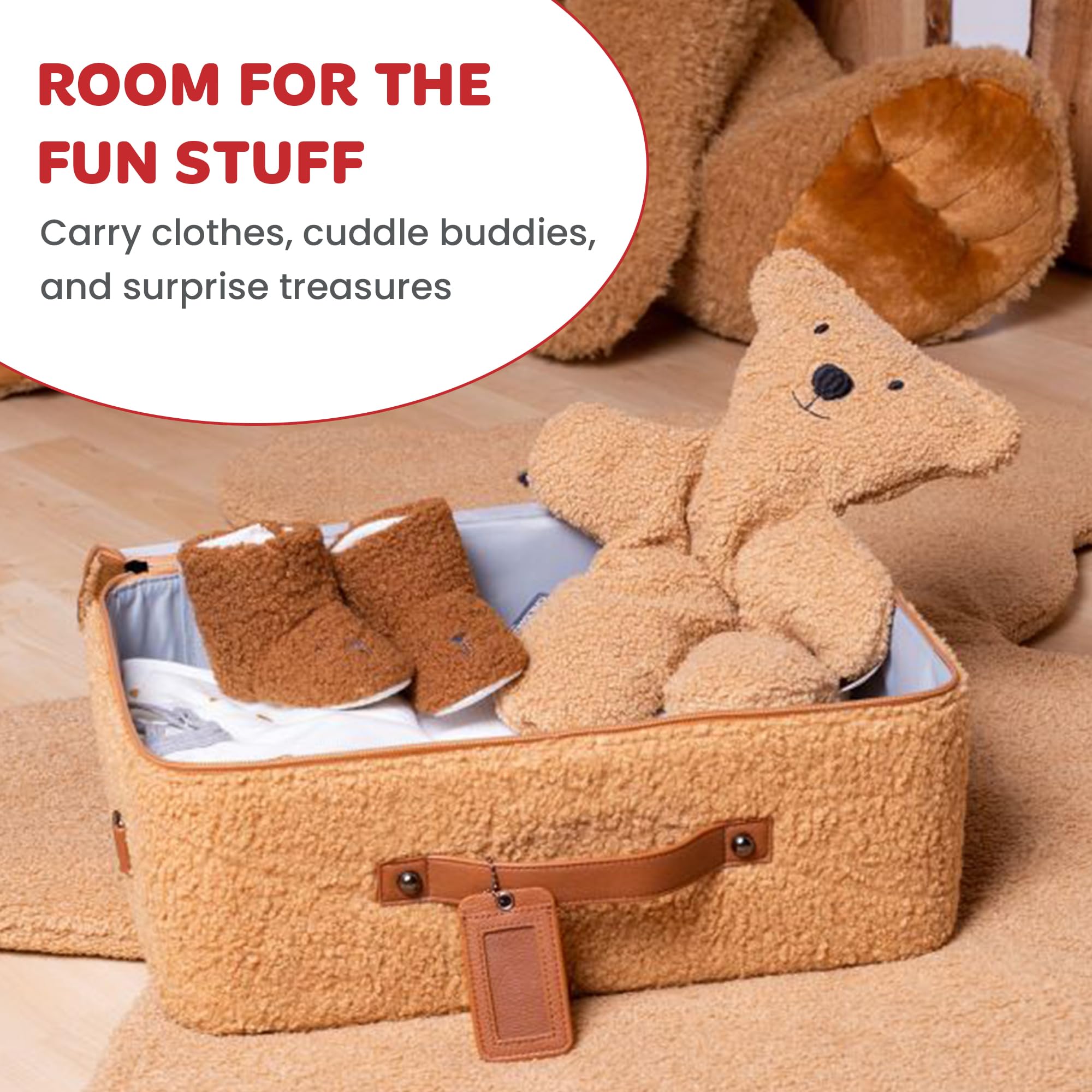 Childhome Valigia per bambini Weekend formato cabina compatto resistente con manico etichetta nome orsacchiotto marrone