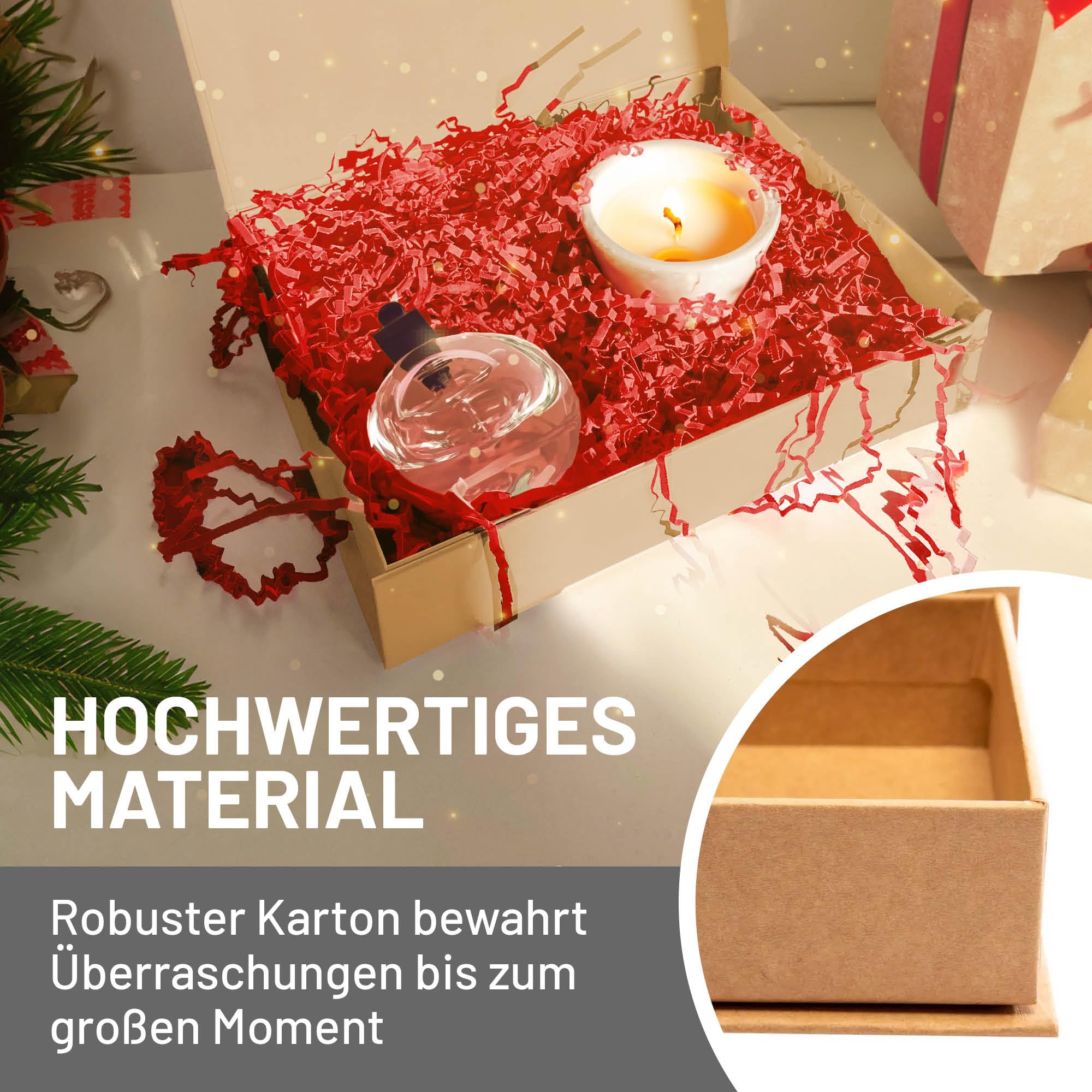 Geschenk-Box Weihnachten (10 Stk.) | 31x22x10 cm | Geschenk-Karton mit Deckel & Magnet-Verschluss für Weihnachtsgeschenke | Weihnachtsverpackung mit Aufschrift 'Merry Christmas' Grün