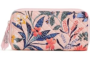 Vera Bradley Large Cotton Jordin Continental RFID-Blocking Zipper Wallet (Paradise Coral)