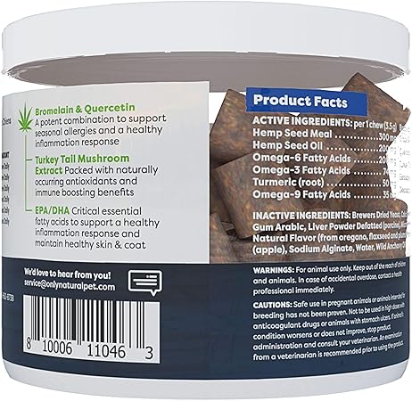 Only natural pet hemp allergy skin coat Clearance
