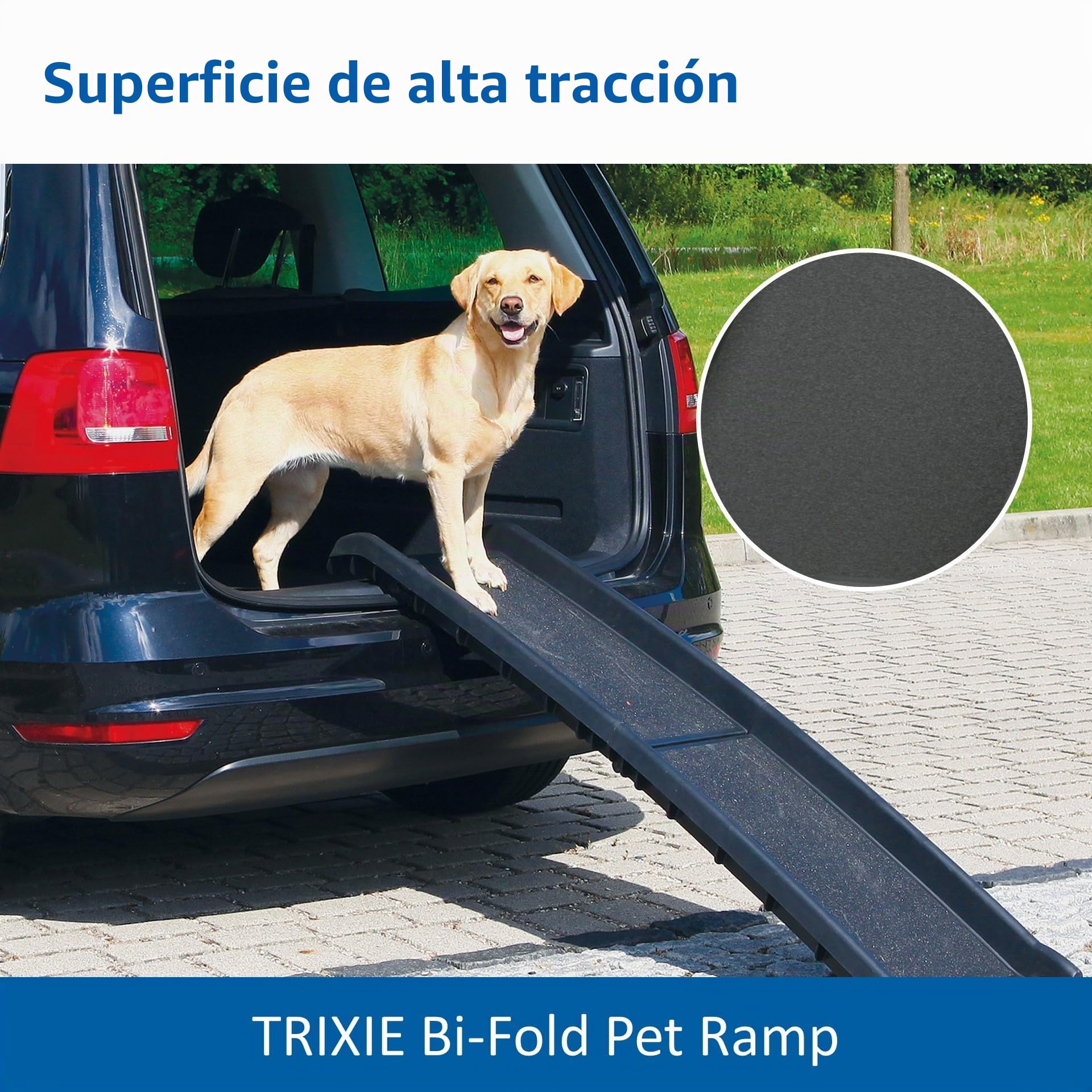Trixie Pet 3939 - Rampa Plástico Petwalk, Negro, 155 x 38 x 8 cm | Rampa plegable para perros con superficie de alta tracción, ideal para coches y SUV, plegable, fácil de almacenar y limpiar