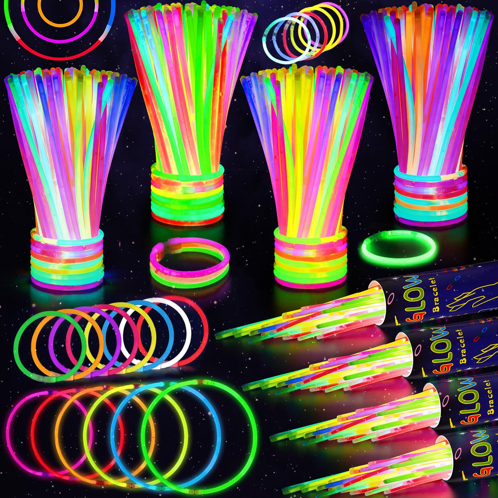100 Glow Sticks Bulk Pack - Halloween Party Supplies -9