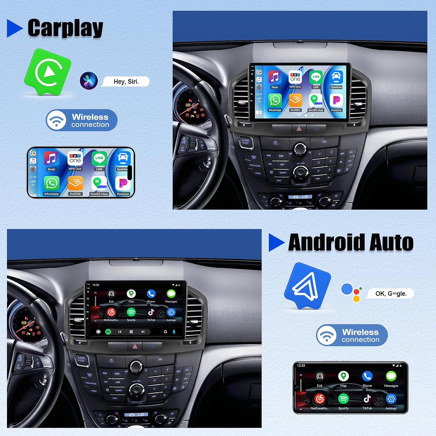 4G+64G 8 Core for Buick Regal 2009-2013/Opel Insignia 2008-2013 Android Car Stereo, 9" Touch Screen Car Radio with Carplay Android Auto Bluetooth,32EQ/FM/RDS,GPS,DSP,WiFi, 59 UI + Backup Camera