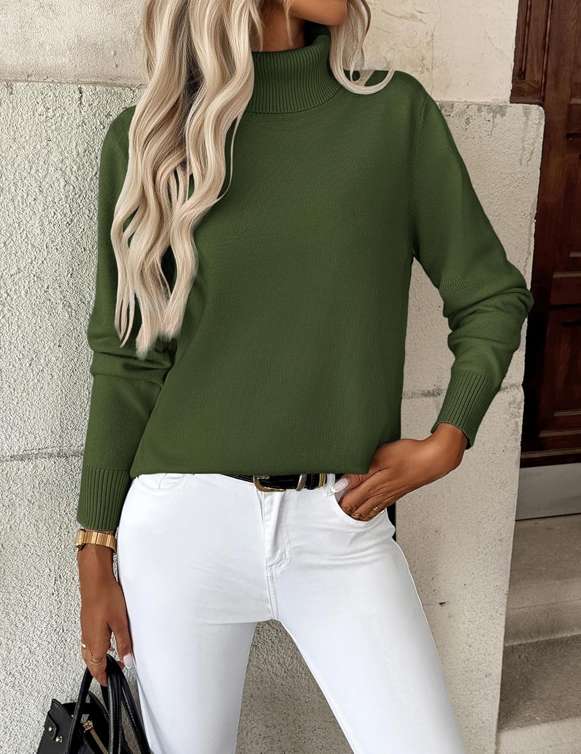 Zeagoo Women's Turtleneck Sweater Long Sleeve Spilt Hem Casual Knit Pullover Chunky Fall Winter Jumper Top 2026 - Image 2