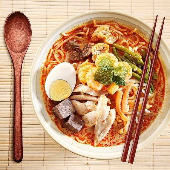 Joyzzz Wooden Flatware, Reusable Bamboo Japanese Style Tableware Travel Utensils Home, Spoon Sticks Flatware, Portable Utensils Cutlery Set with Case for Travel, Camping, Office