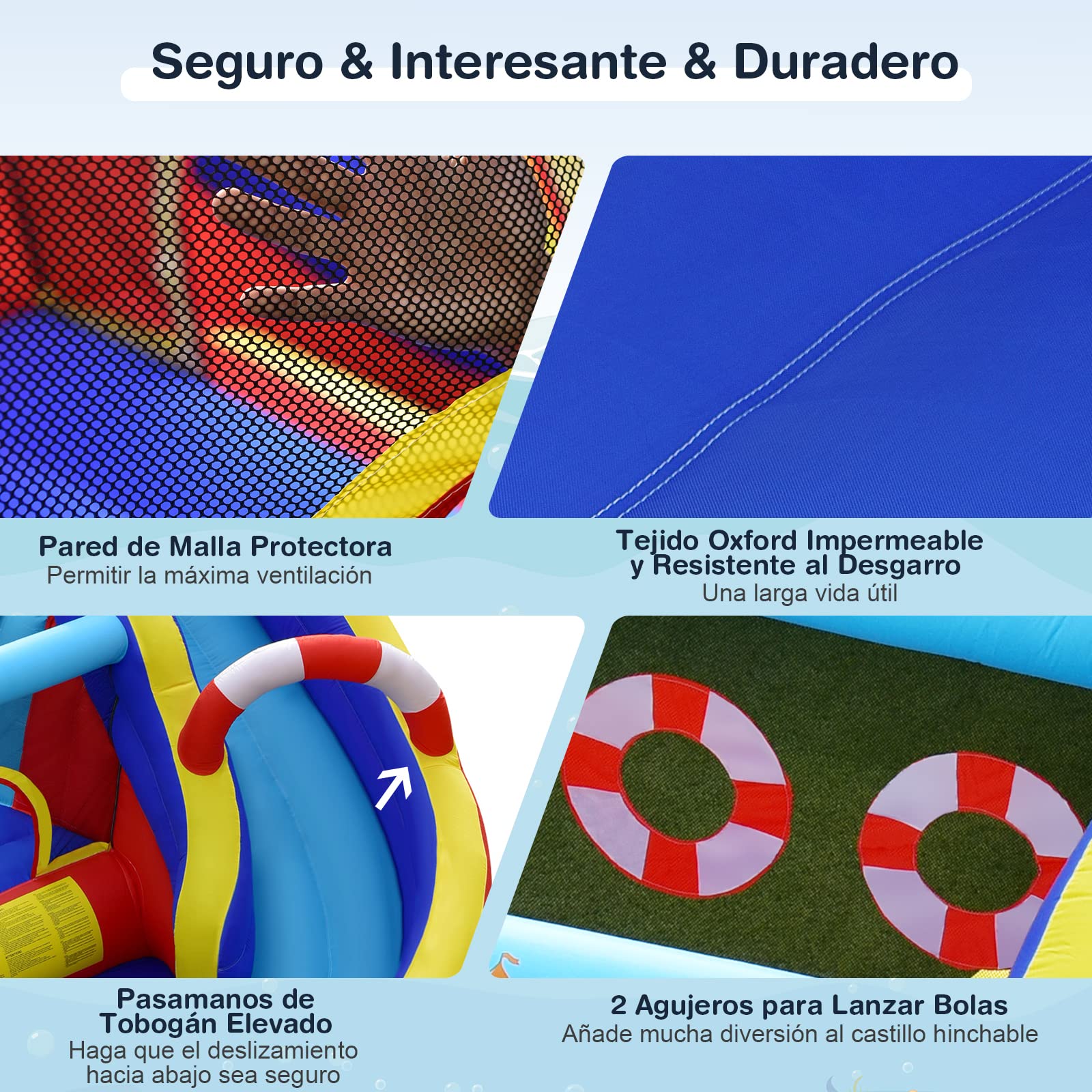 COSTWAY Castillo Hinchable Acuatico, 6 en 1 Castillo Hinchable para niños 3-10 Años con 3 Niños, 360X290X200CM, Seco y Agua, Insuflavel Crianças Interior Exterior (sin soplador)