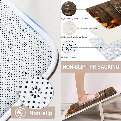 Miniatura 6 de ArtSocket Juego de baño de hojas de otoño con cortina de ducha y accesorios de alfombras, juego de cortina de ducha de madera de arce volador,