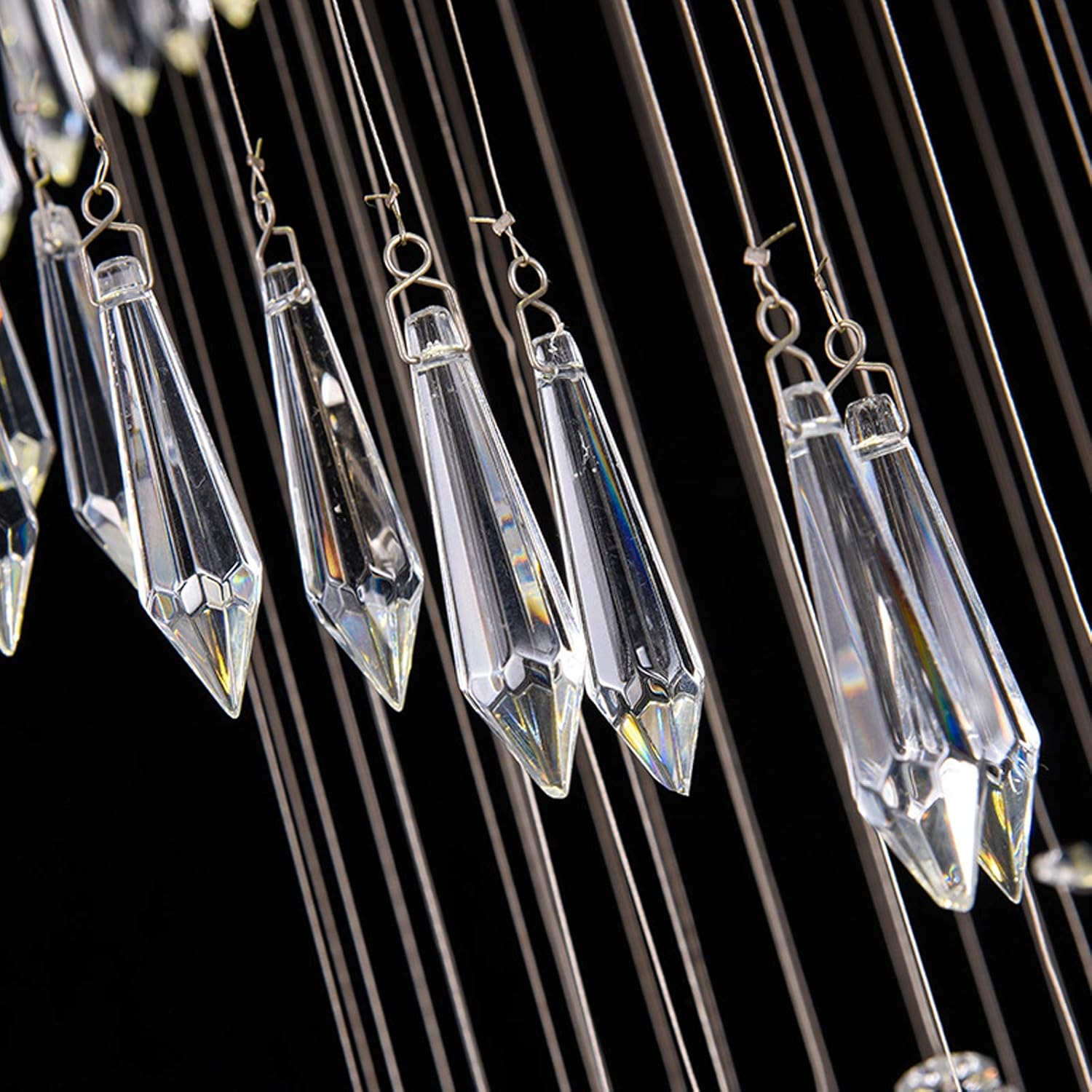 LED Modern Chandelier Lamp, Modern K9 Crystal Chandeliers Lighting Raindrop Chandelier Staircase Chandelier Light Fixture 6GU10 LED Bulbs Flush Mount Ceiling Light Fixture Crystal Pendant Lamp for Liv