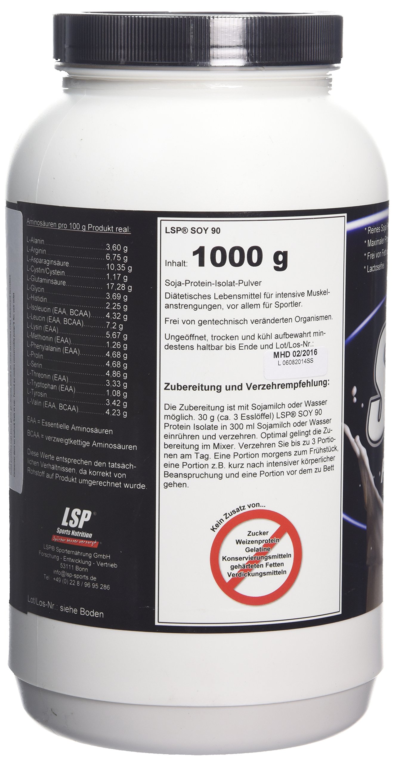 LSP Soy 90 (Sojaprotein 100% Vegan) Schoko, 1er Pack (1 x 1 kg)