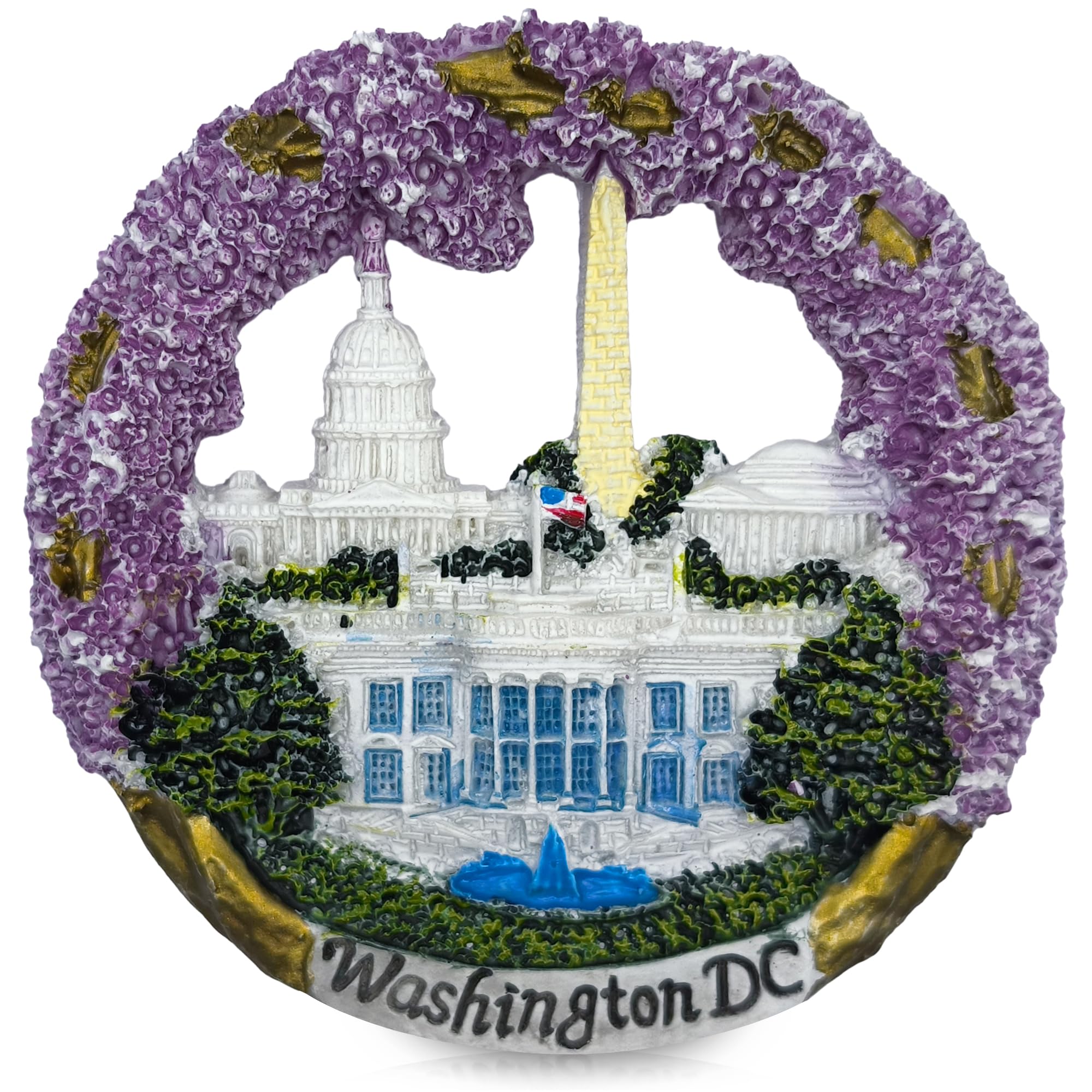 Maxi-Solutions Washington, D.c. 3D Washington Dc Souvenir Magnet – Hand-Painted Landmark Fridge Magnet With White House, Capitol & Washington Monument – 7.5Cm Decorative Travel Keepsake