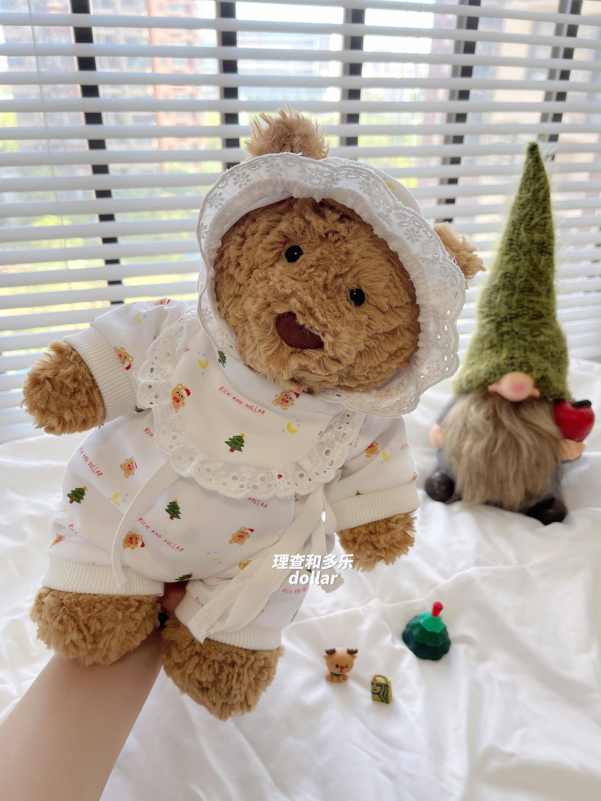 LICHADUOLE 12 inch Doll Clothes for Bartholomew Bear,Christmas Style Doll Clothes Gingerbread Man Print, Clothes only Without Doll?3pc Includes 1 Jumpsuit,1 Doll bib, 1doll hat