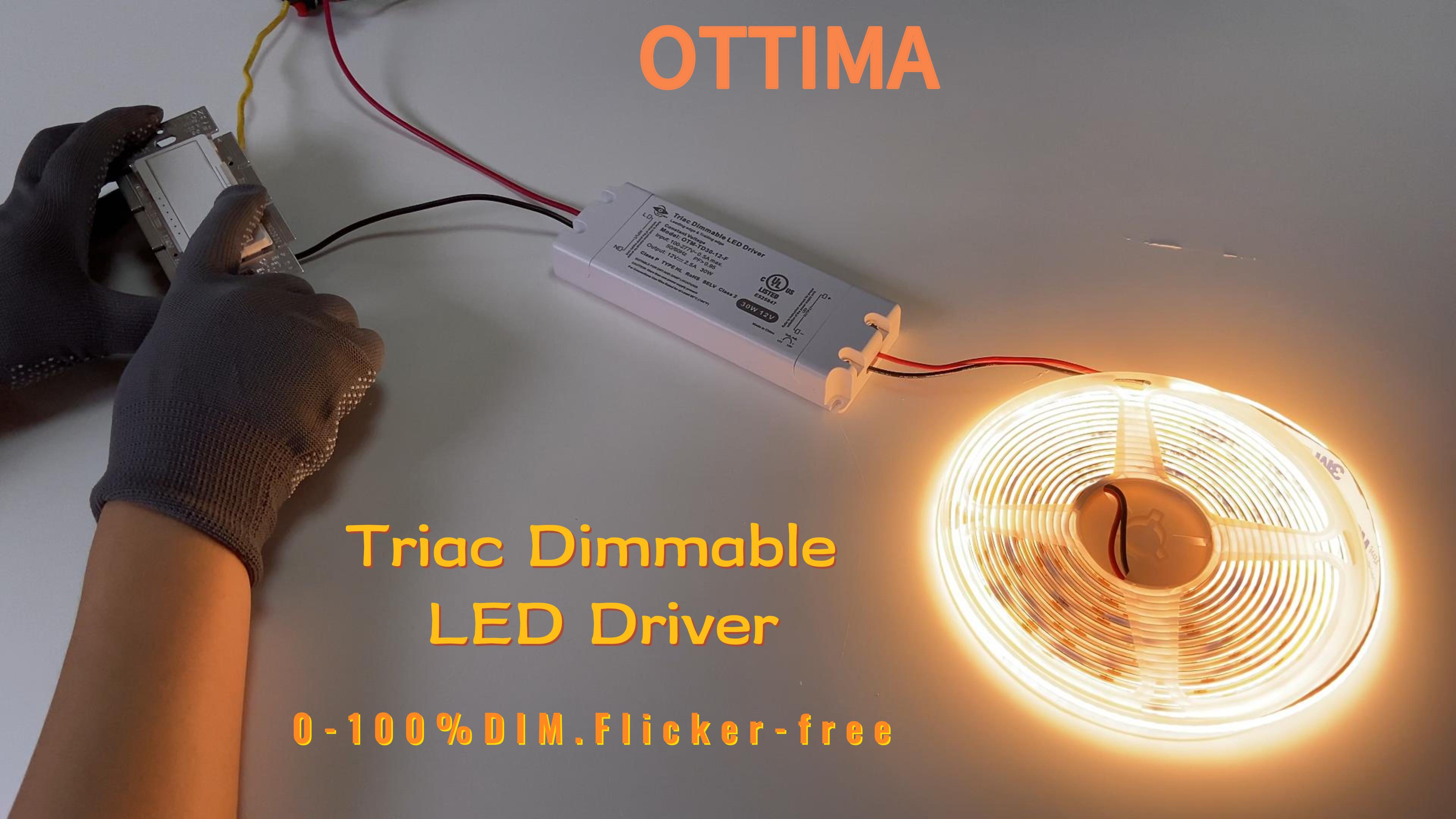 Image of 30W 12V LED Driver Triac Dimmable, Constant Voltage Power Supply, AC 100-277V to DC 12V Low Voltage Transformer for LED Strip Lights, Compatible with Lutron Leviton Dimmers, Class 2, UL Listed