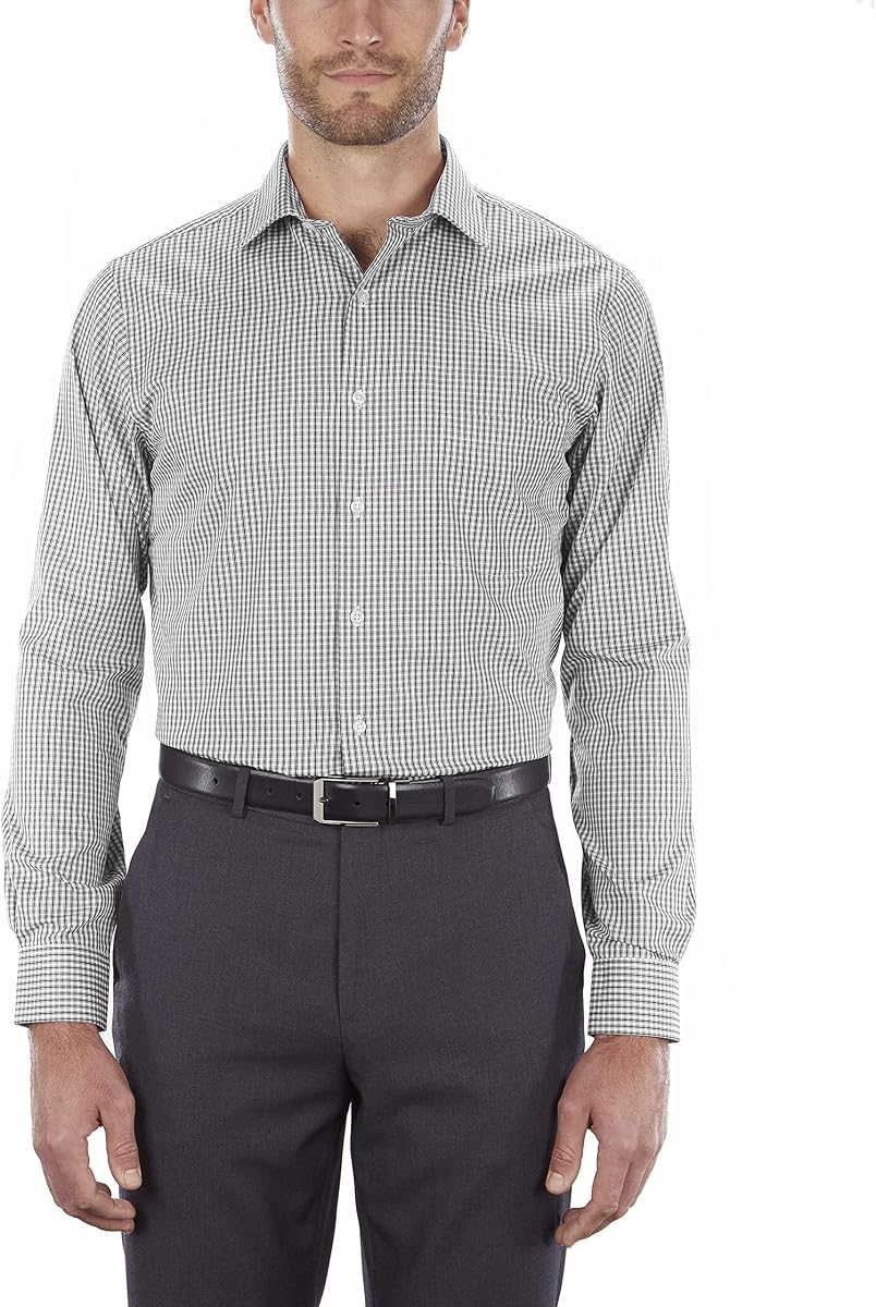 Men's Dress Shirt Regular Fit Flex Collar Check