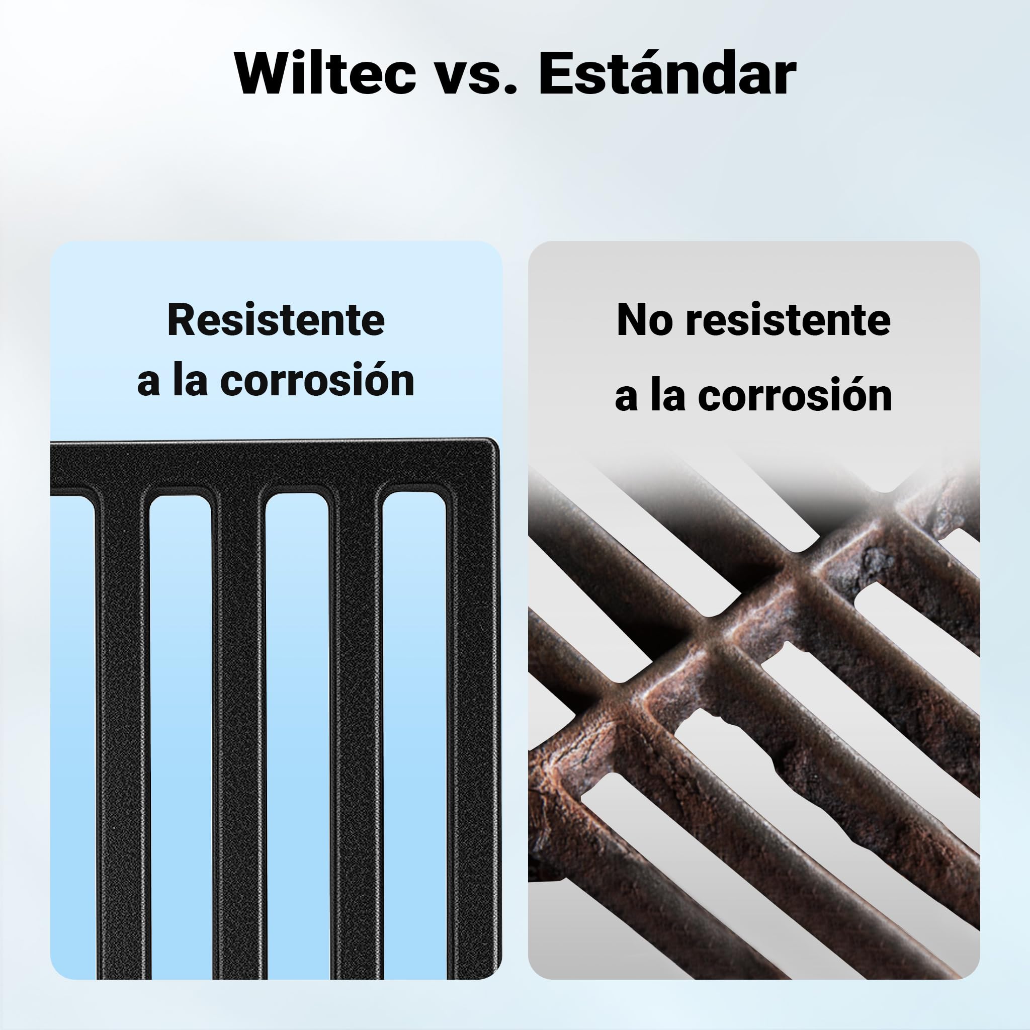 Wiltec Rejilla de hierro fundido cuadrada 30 x 44.5 cm maciza para parrilla de carbón parrilla de gas barbacoa