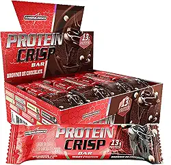 Integralmedica - Barra de Proteína Whey Protein Crisp Bar Brownie de Chocolate - Snack Proteíco Baixa Caloria, Aumenta a Saciedade - Pré e Pós-Treino - Display com 12Un