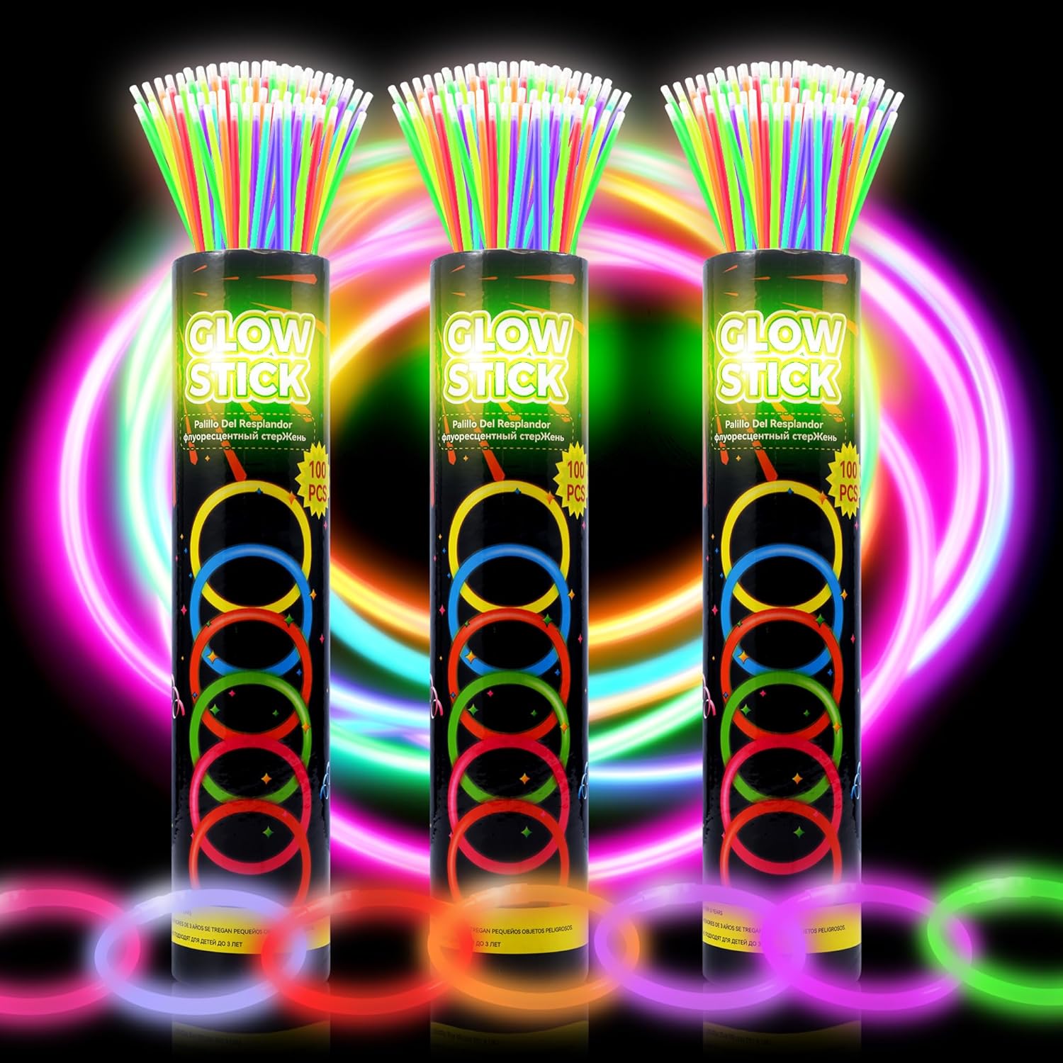 300 Ultra Glow sticks bulk party pack?8" Neon Glowsticks Easter Party Favors?Glow sticks for kids?Halloween Glow in the Dark Party Supplies Pack?With Bracelets and Necklaces glow sticks-300Pcs