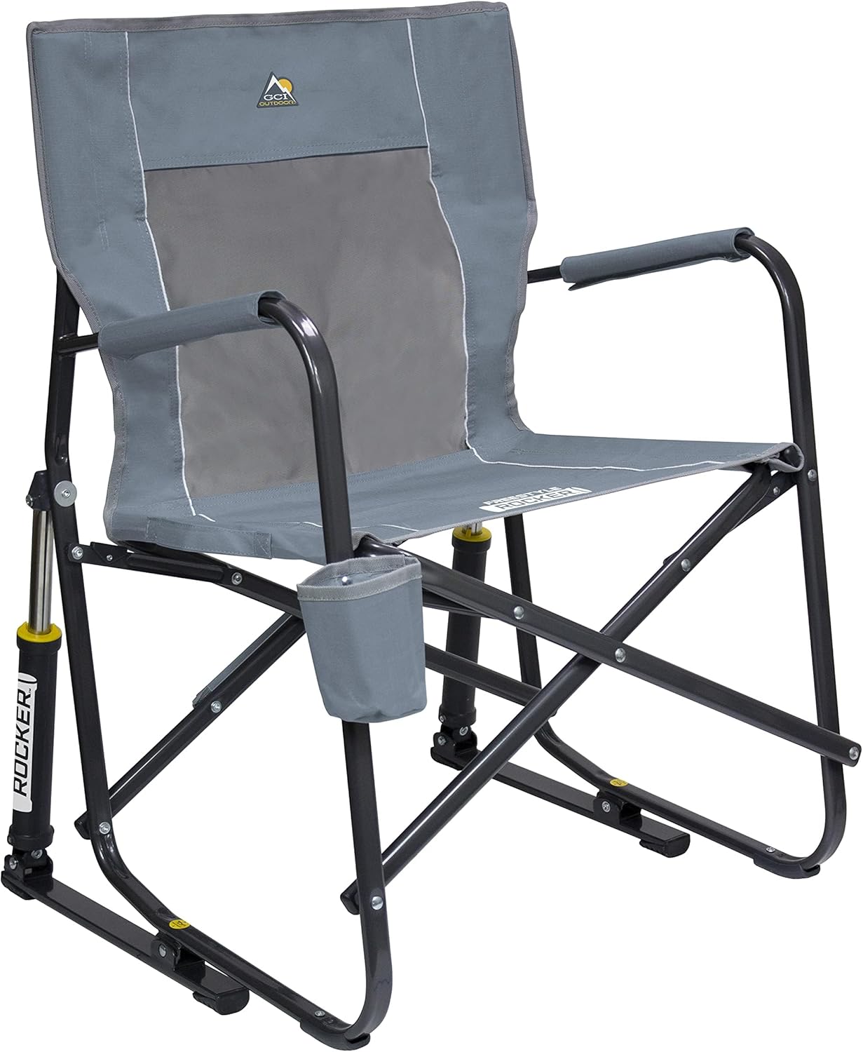 GCI Outdoor Freestyle Rocker Camping Chair | Portable Folding Rocking Chair with Solid, Durable Armrests, Drink Holder & Comfortable Backrest — Grey GCI Outdoor Freestyle Rocker Camping Chair | Portable Folding Rocking Chair with Solid, Durable Armrests, Drink Holder & Comfortable Backrest — Grey
