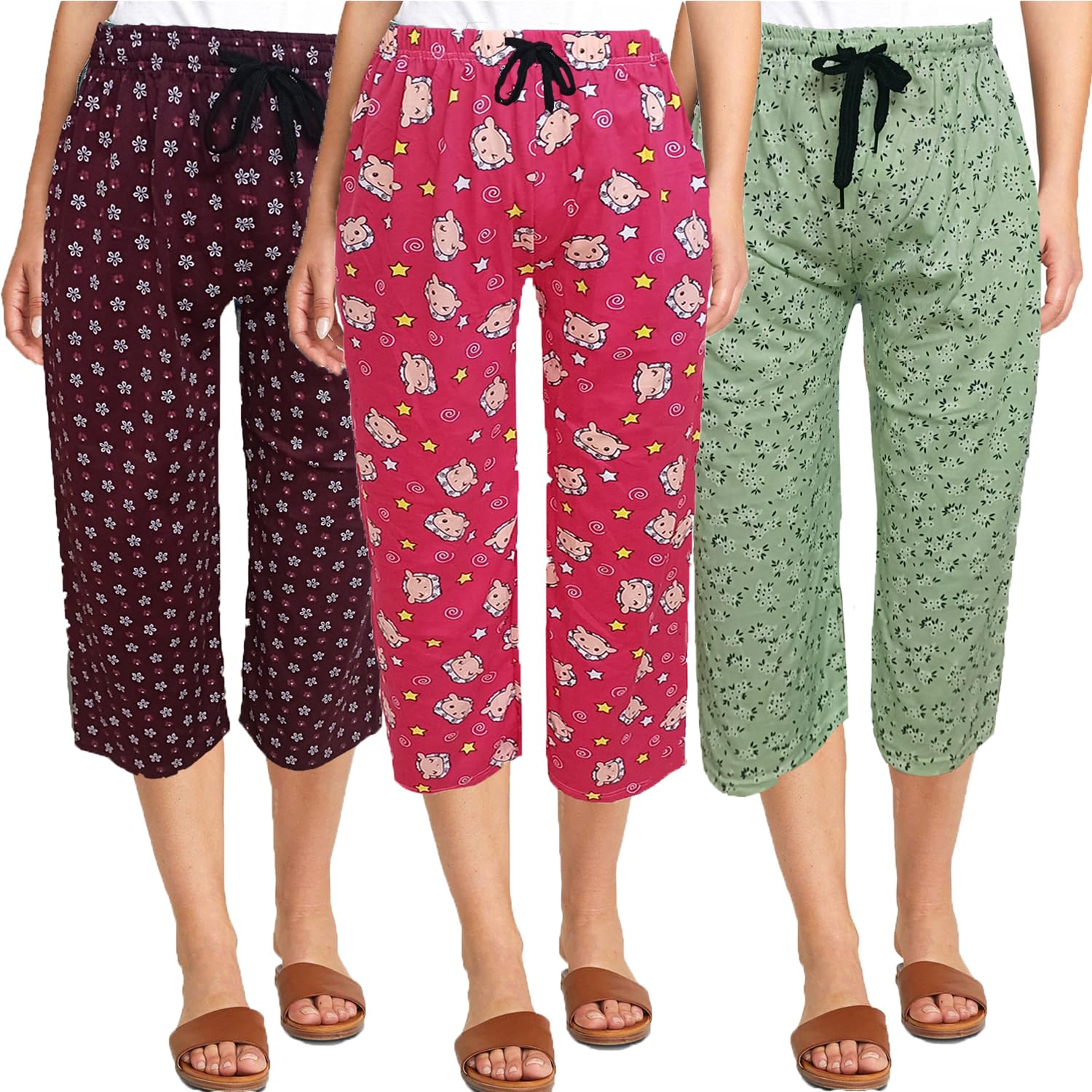 Womens Cotton Capri Nightwear Capri 3/4th (Pack Of 3) Stylish Pyjama Set For Women, Yoga capri For women& Girls, Regular Capri For Women,Combo Pack Of Capri For women-image-34