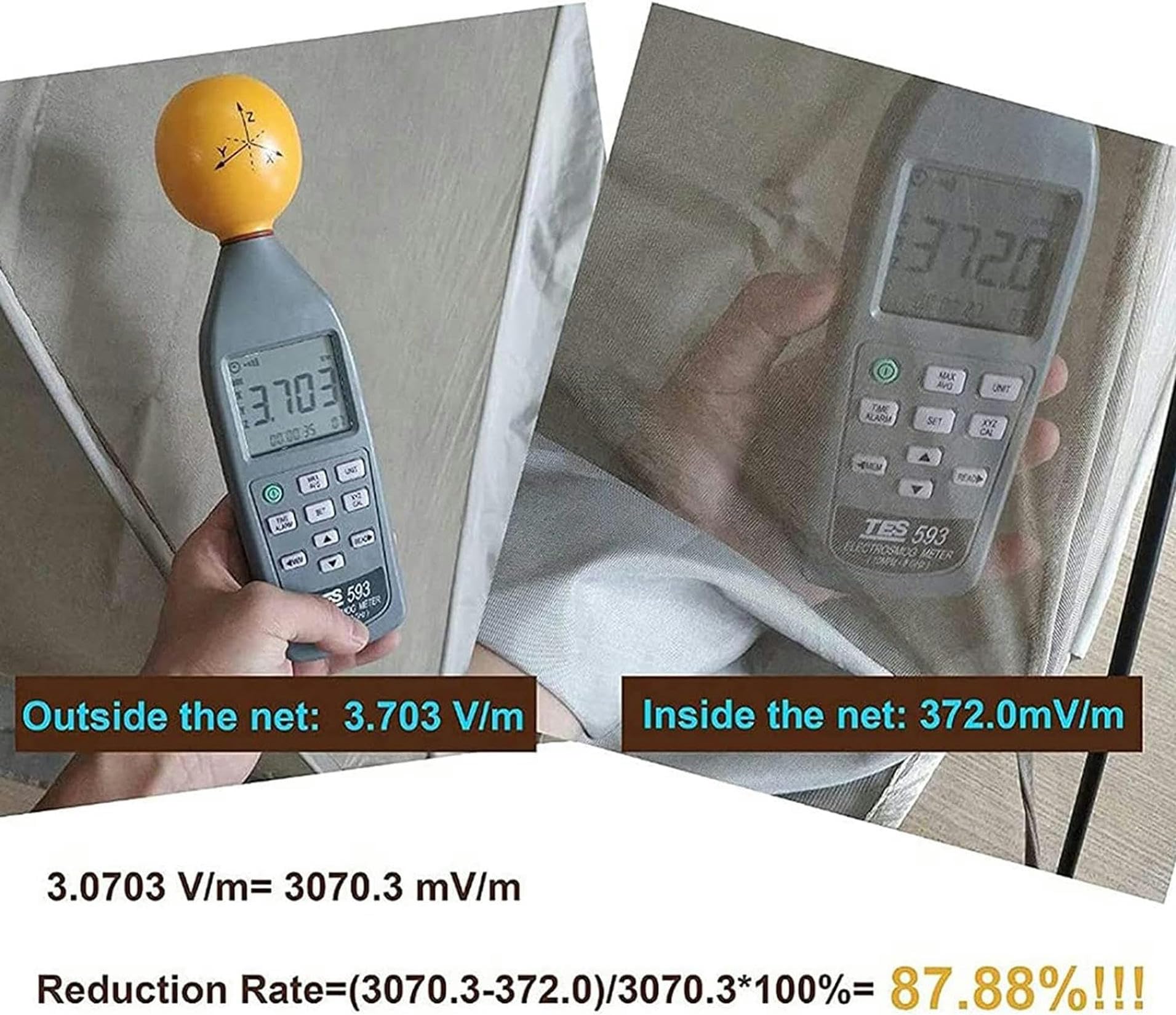 Couvre-Lit De Protection EMF, Fibre d'argent Bloquant Les Radiations/EMF/Wifi/5G Autres Moustiquaires en Gaze Atténuant Les Radiofréquences/Moustiquaires Anti-Radiations.,60X250X1200CM