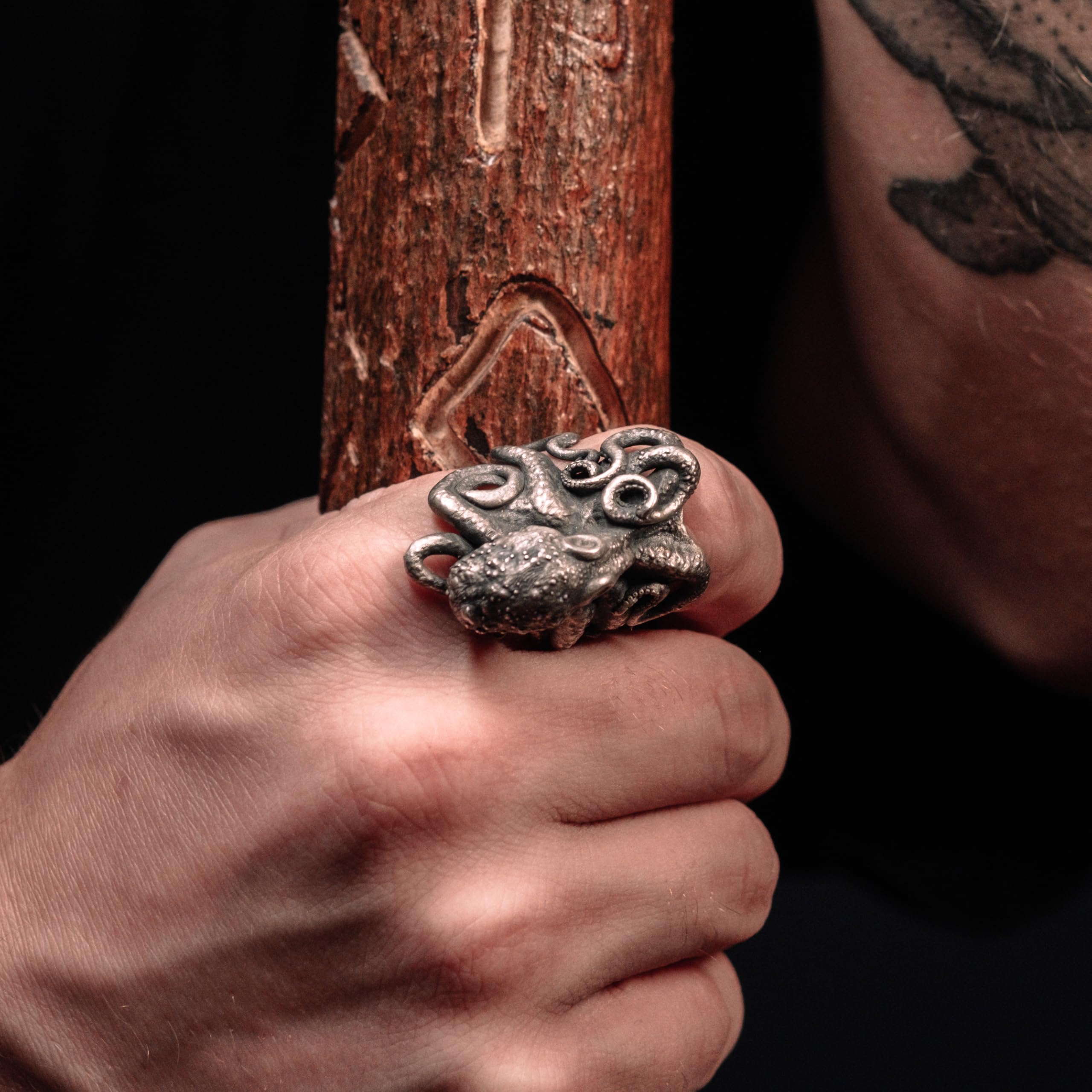 BySilverStone - Handgefertigter Oktopus-Herrenring Aus Sterlingsilber, Oktopus-Tier-Biker-Ring, Oktopus-Tier-Silber-Herrenschmuck, Meerestier-Gothic-Ring, Ring Für Männer