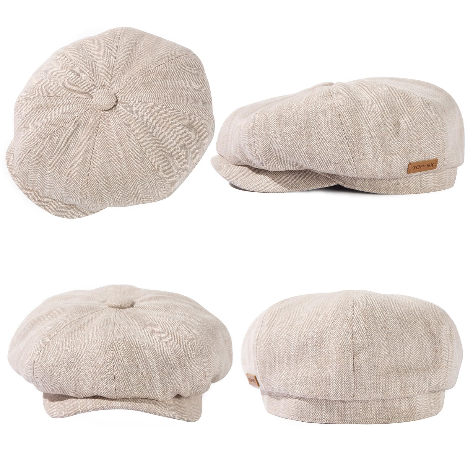 TOP-EX Oversize XL XXL Lino Naturale Berretto Piatto Leggero 8 Pannelli Estate Raffreddamento Newsboy Cappello Ecologico Golf Outdoor
