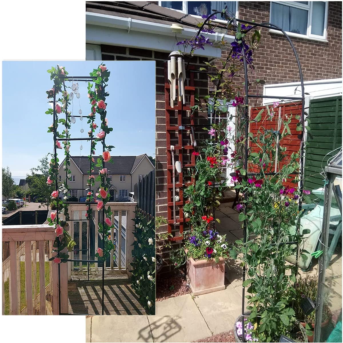 Regulowany metalowy łuk ogrodowy krata do roślin pnących - ocynkowana altana różana 120-350 cm idealna do trawnika, patio i dekoracji ślubnych (120 x 220 cm)
