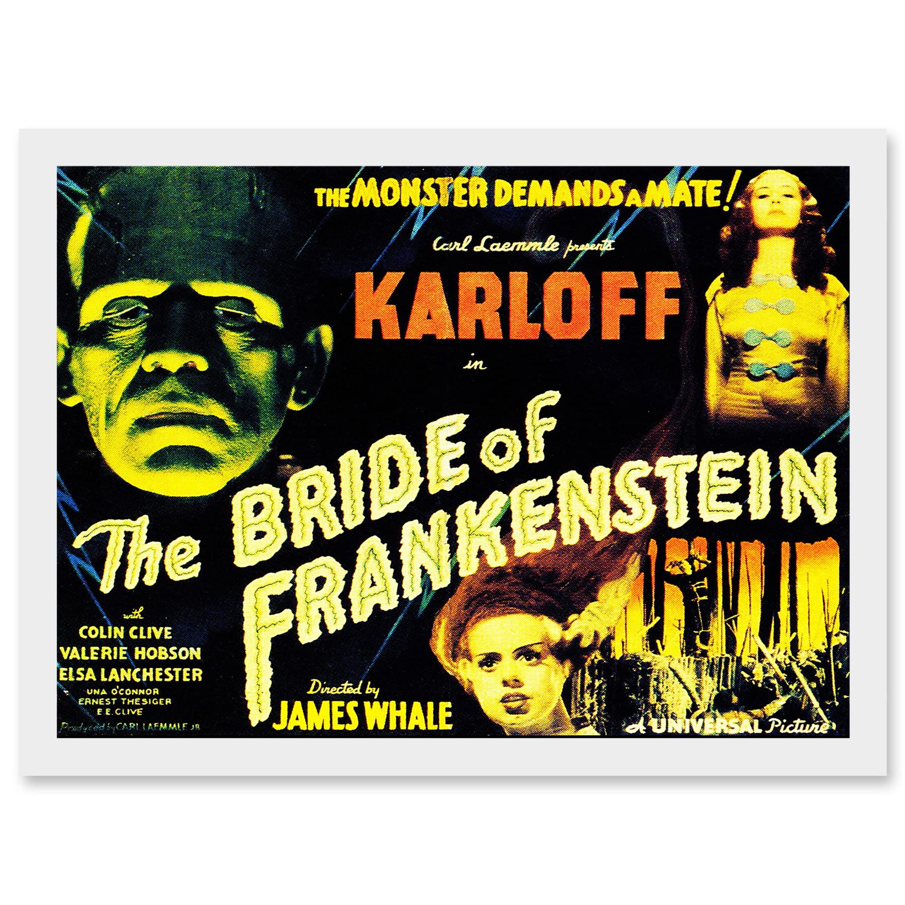 Artery8 Movie Film Sequel Bride Frankenstein Karloff Whale Horror Artwork Framed Wall Art Print A4