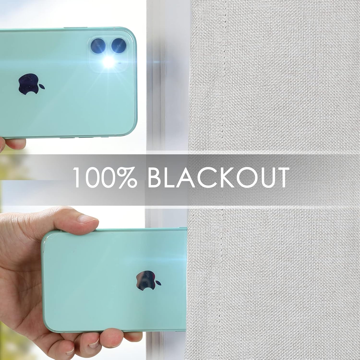 TWOPAGES Blackout Linen Textured Pinch Pleated Drape for Living Room Bedroom, Thermal Insulated Curtain Window Treatment Room Darkening Curtain (1 Panel, Grey Beige, 52" W x 102" L)